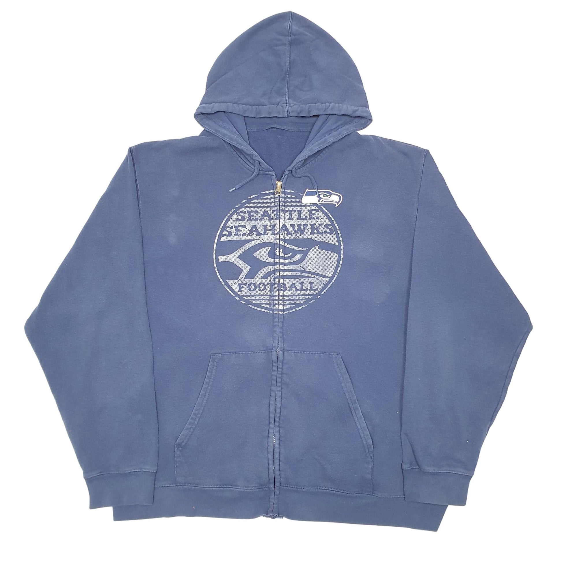 Mens Navy NFL Seattle Seahawks Football Hoodie Full Zip Jumper
