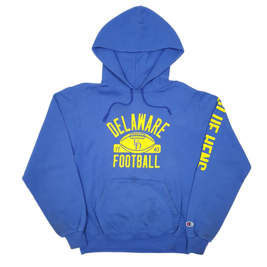 Mens Blue Champion Delaware Football Blue Hens Hoodie Jumper