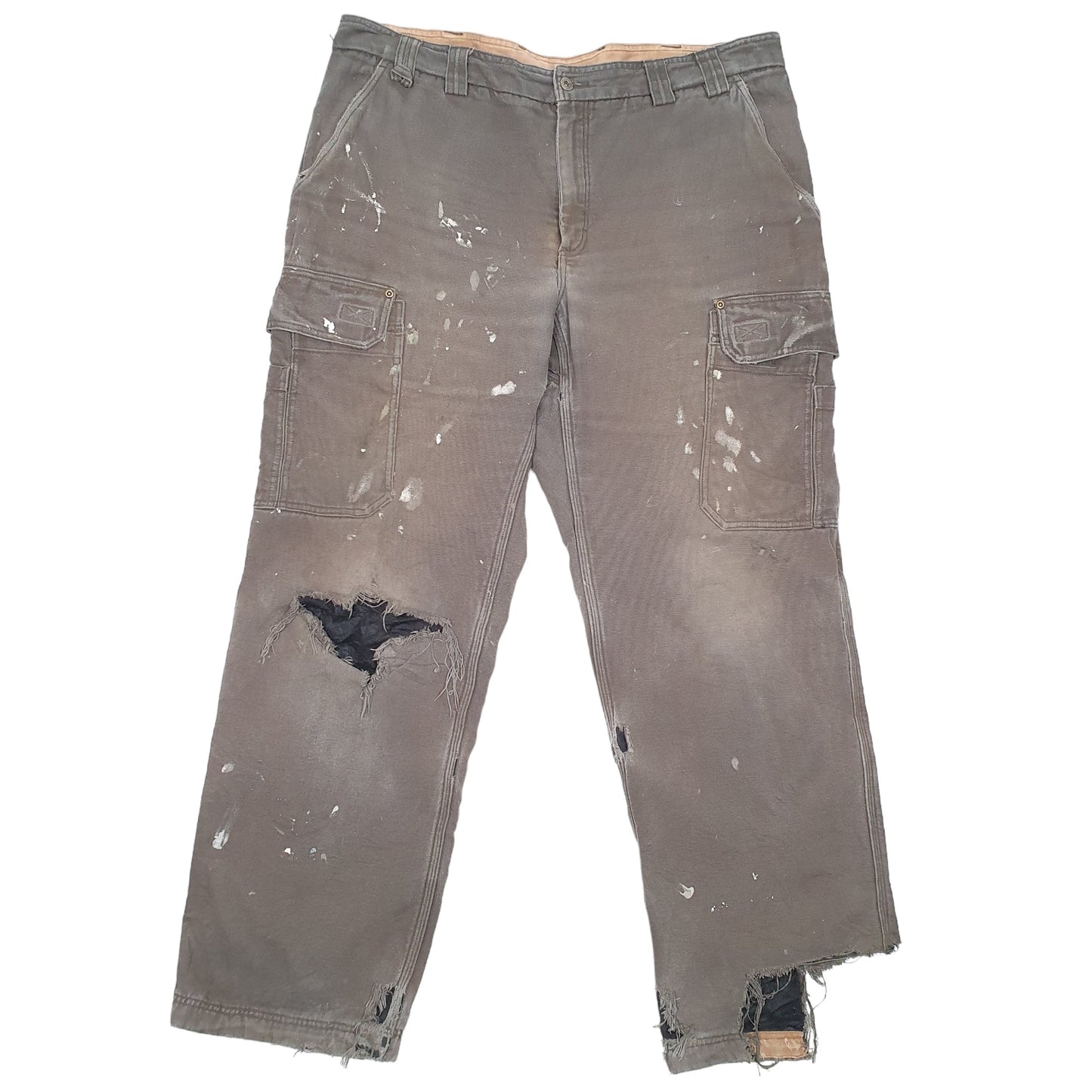 Mens Khaki Duluth Polyester lined Insulated Carpenter Trousers