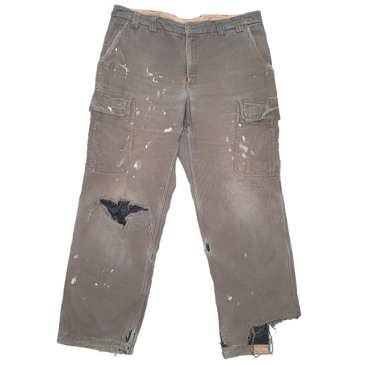 Mens Khaki Duluth Polyester lined Insulated Carpenter Trousers