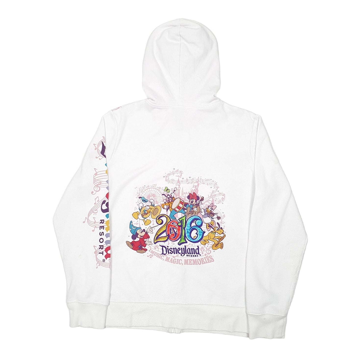 Womens White Disney Hoodie Mickey Mouse Fantasia 2016 Full Zip Jumper