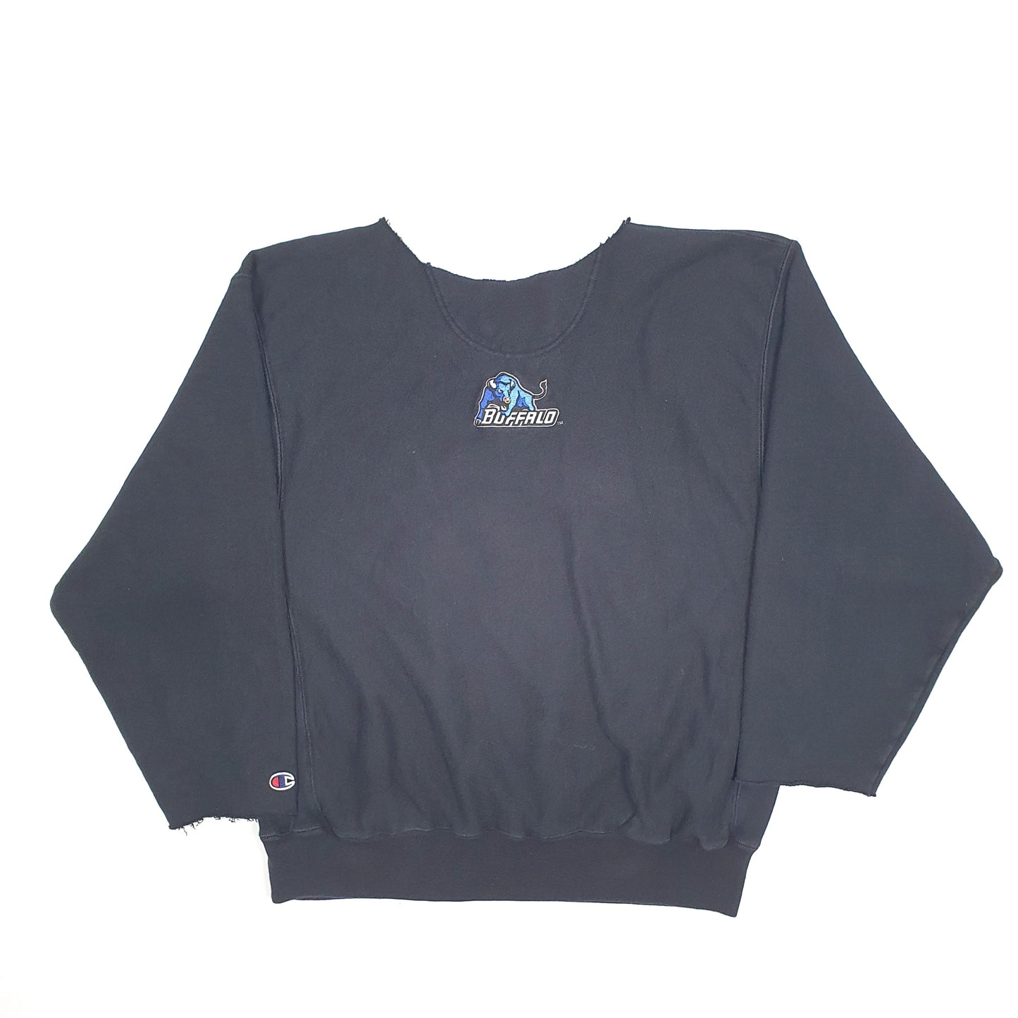 Mens Black Champion Vintage 1990s Reverse Weave USA College Football Crewneck Jumper