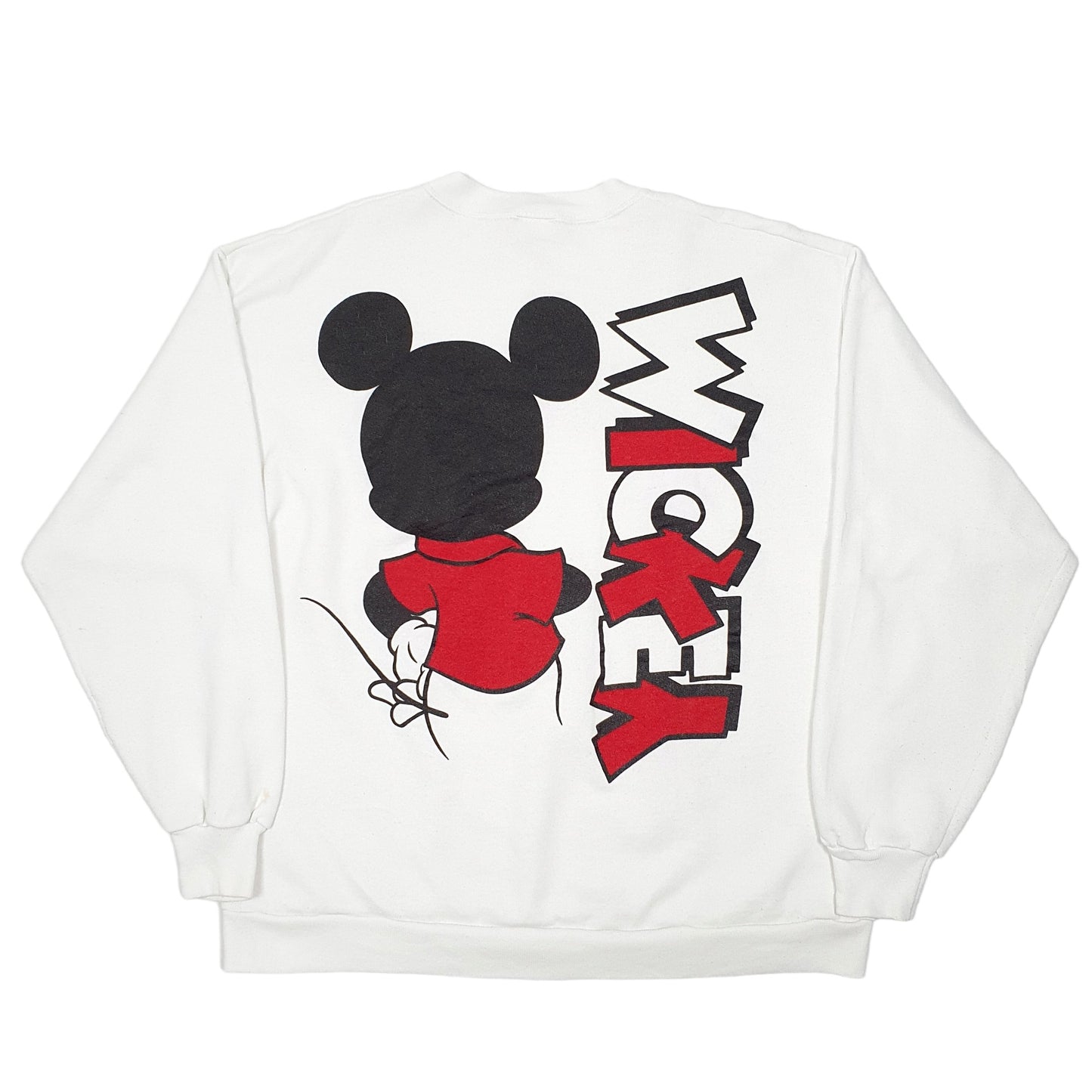 Mens White Disney Mickey Mouse Designs Made In USA Vintage Crewneck Jumper