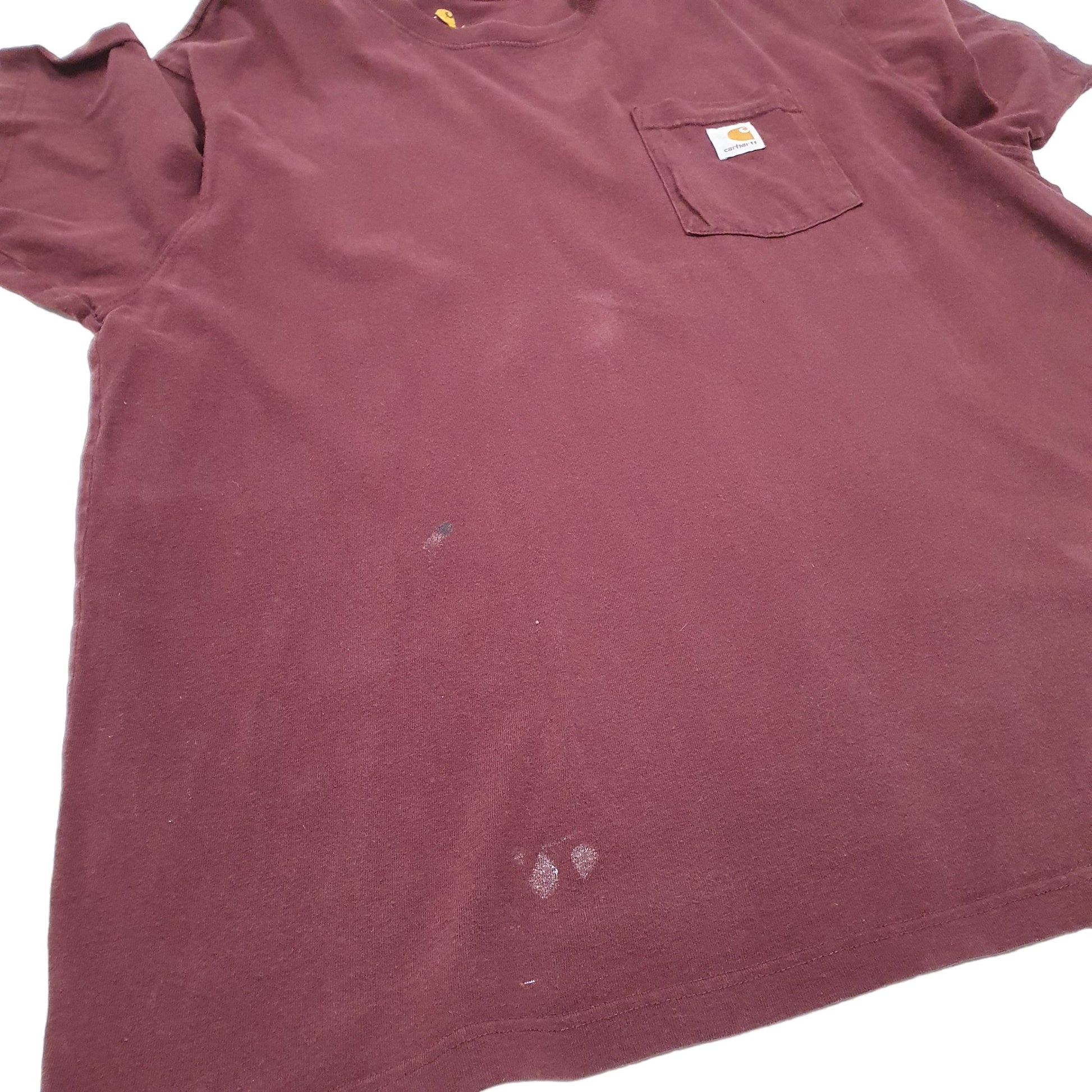 Mens Burgundy Carhartt Pocket Short Sleeve T Shirt