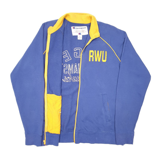 Mens Blue Champion Sweatshirt Roger Williams University Hawks Soccer Full Zip Jumper