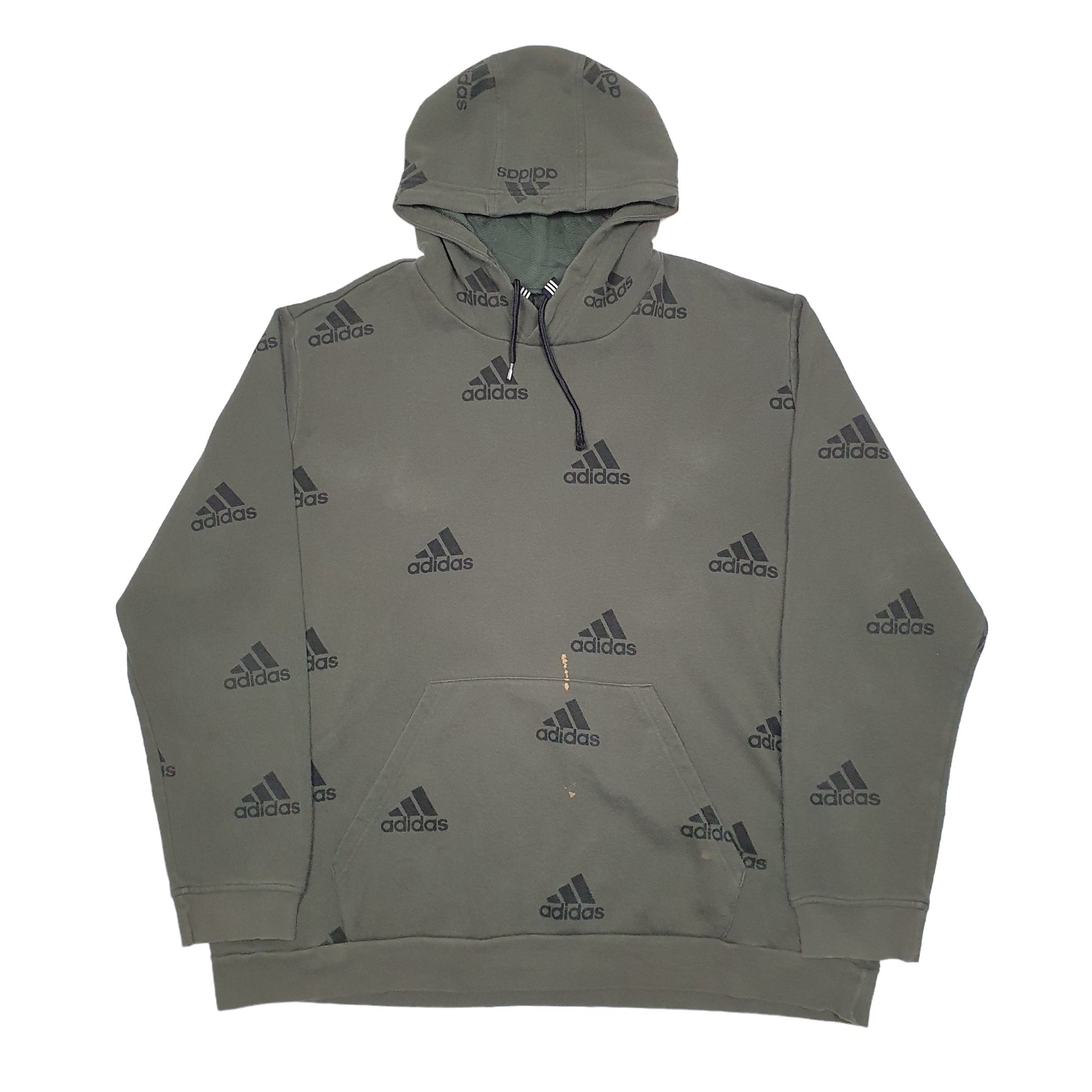 Mens Khaki Adidas Spellout Hoodie Jumper