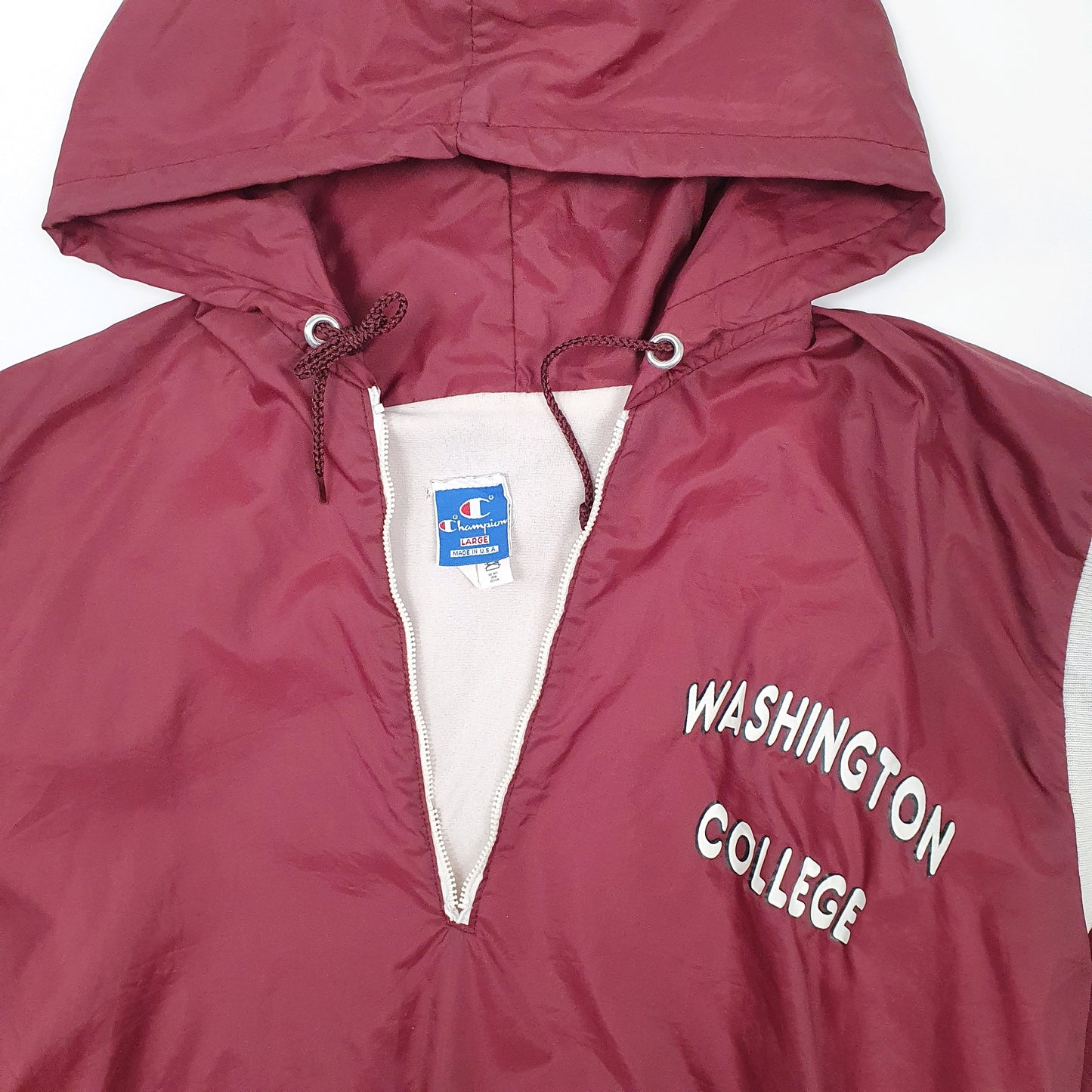 Mens Burgundy Champion Vintage 1990s Made In USA College Washington  Coat
