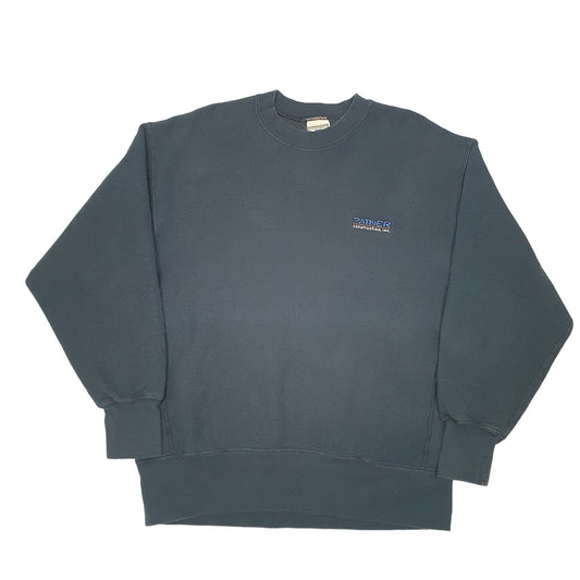 Mens Navy Lee Cross Grain Reverse Weave Construction Crewneck Jumper