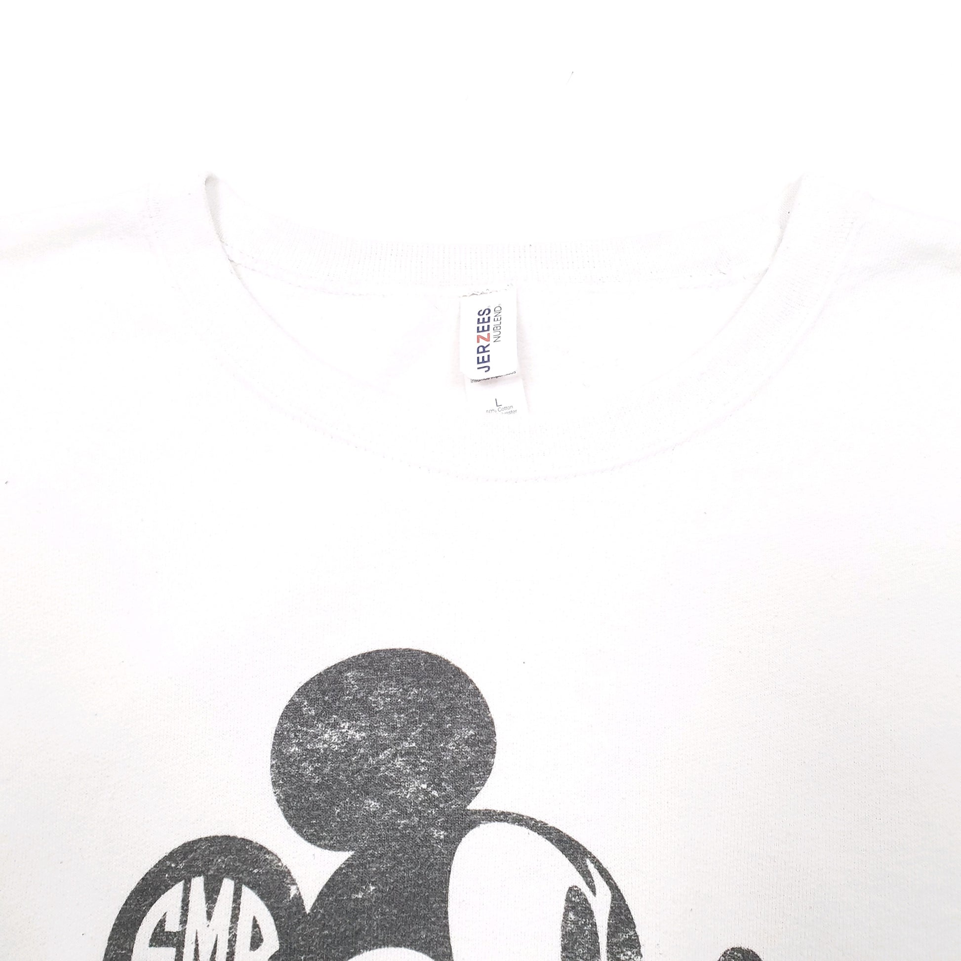 Mens White Jerzees Mickey Mouse Crewneck Jumper