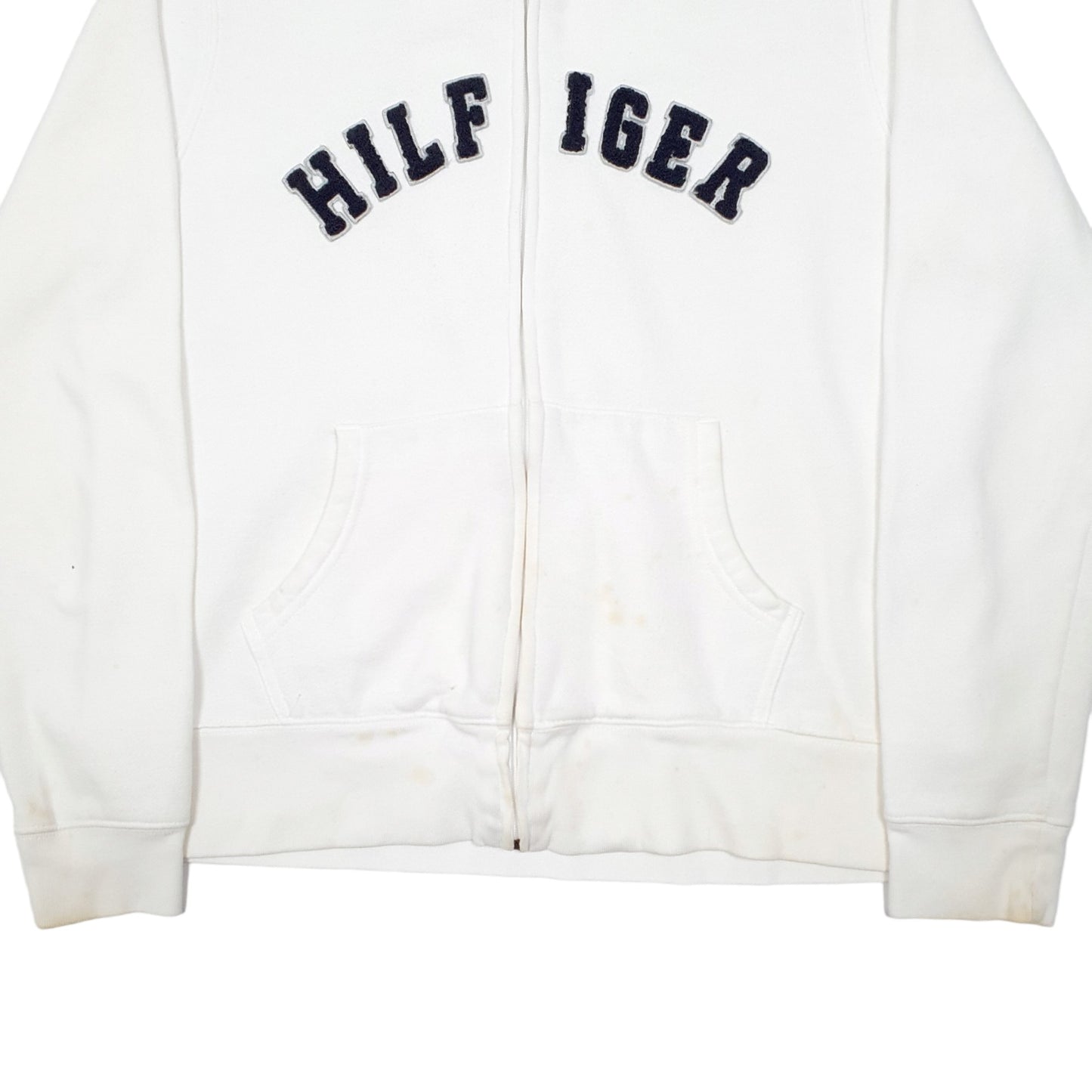 Womens White Tommy Hilfiger Spellout Hoodie Full Zip Jumper