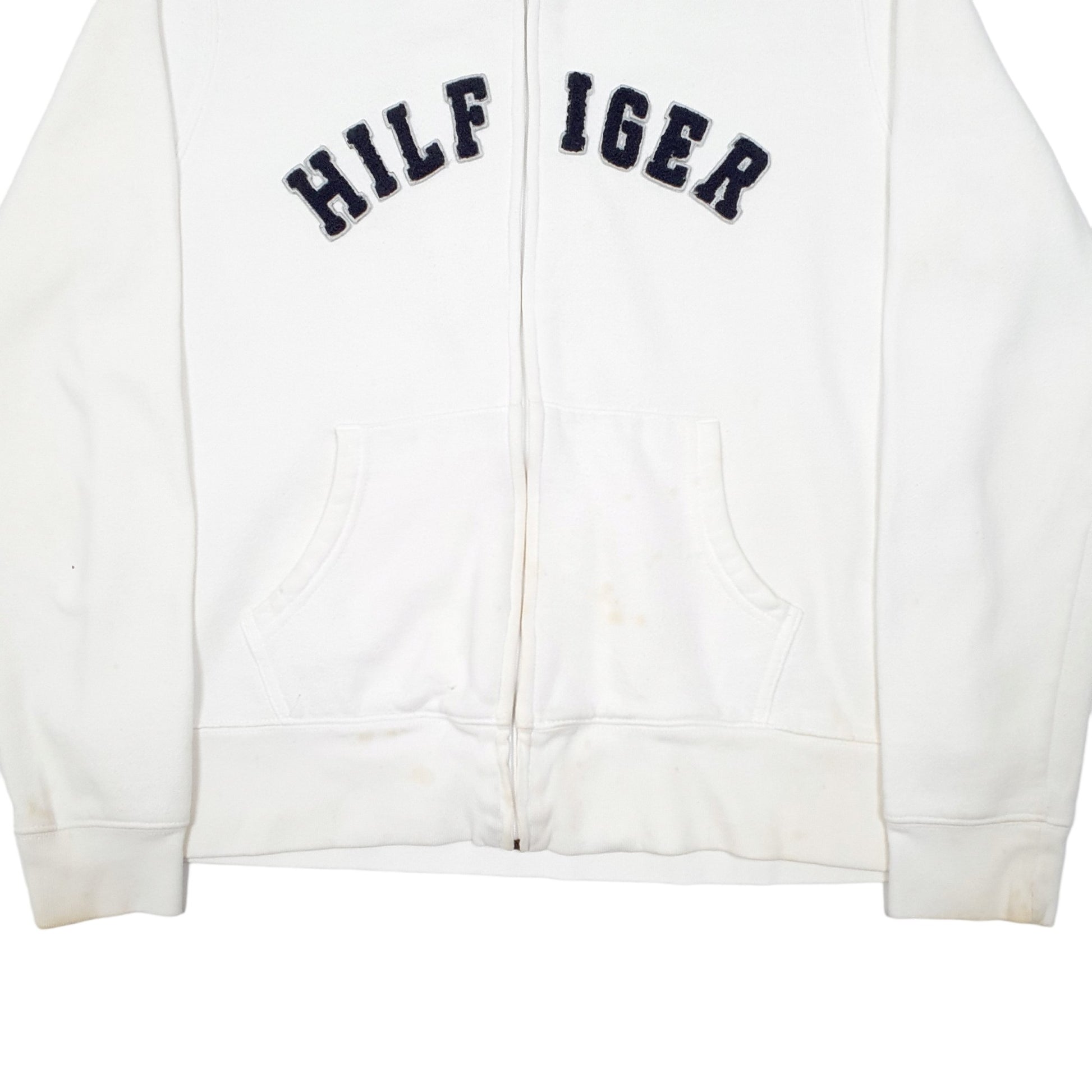 Womens White Tommy Hilfiger Spellout Hoodie Full Zip Jumper