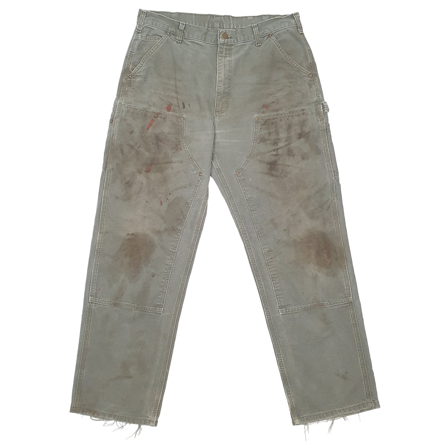 Mens Khaki Carhartt B136 Double Knee Carpenter Trousers