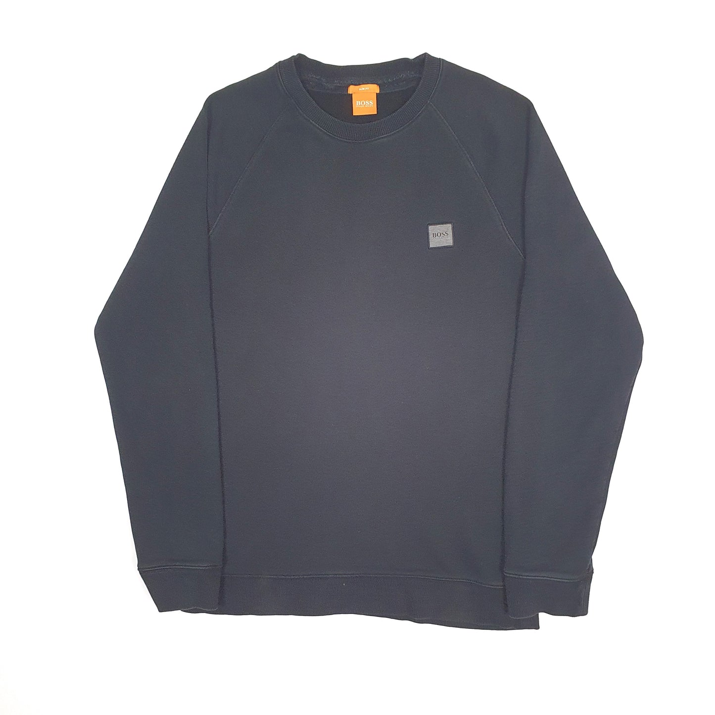 Mens Black Hugo Boss Slim Fit Crewneck Jumper