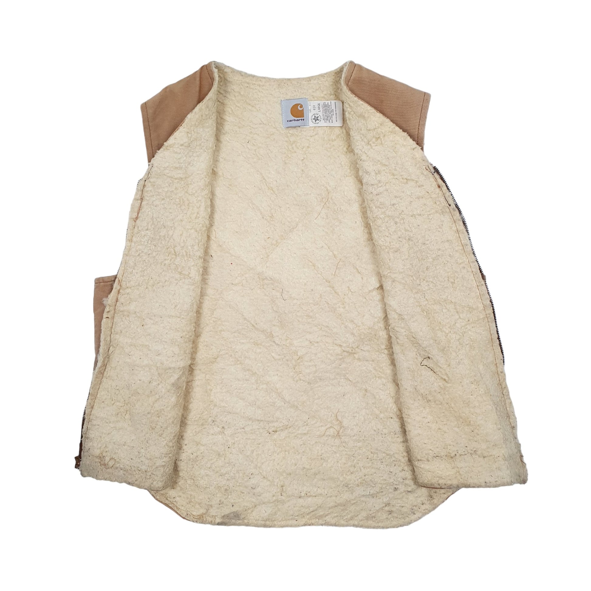 Mens Beige Carhartt Sherpa 6SV Vintage Union Made in USA Vest Gilet  Coat