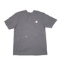 Mens Grey Carhartt Pocket Henley Workwear Short Sleeve T Shirt
