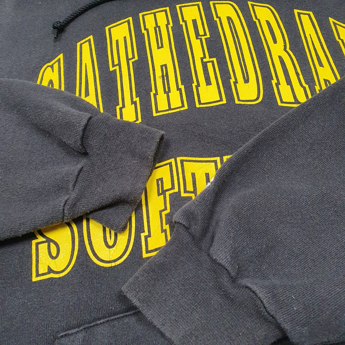 Mens Black Champion Cathedral Softball USA Hoodie Jumper