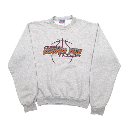 Mens Grey Champion Virginia Tech Basketball USA College Crewneck Jumper