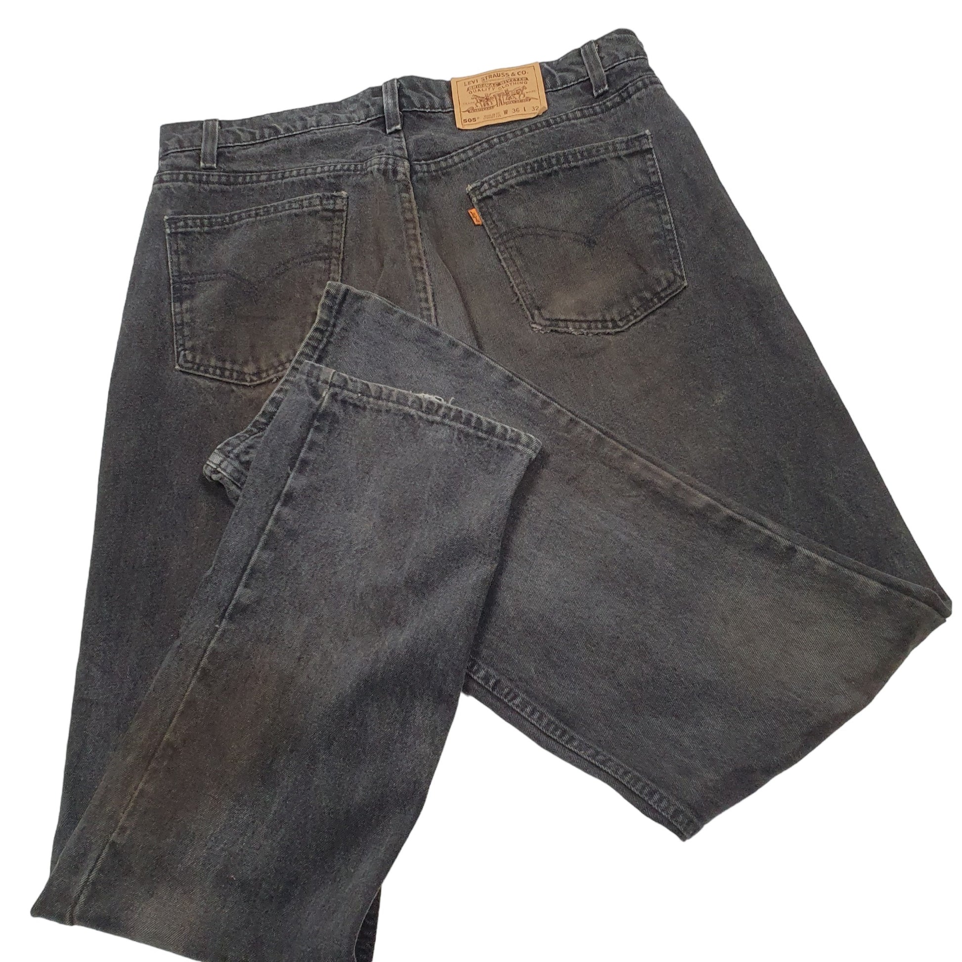 Mens Black Levis Vintage Orange Tab Made In USA 505 JeansW36 L32