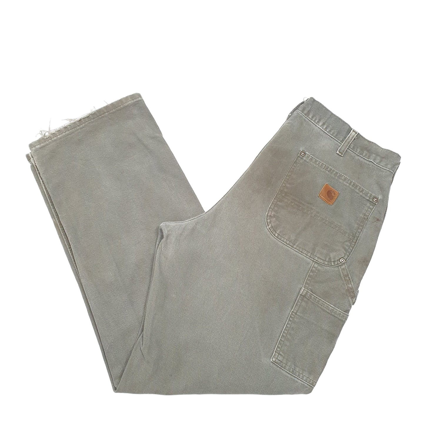 Mens Khaki Carhartt B136 Double Knee Carpenter Trousers
