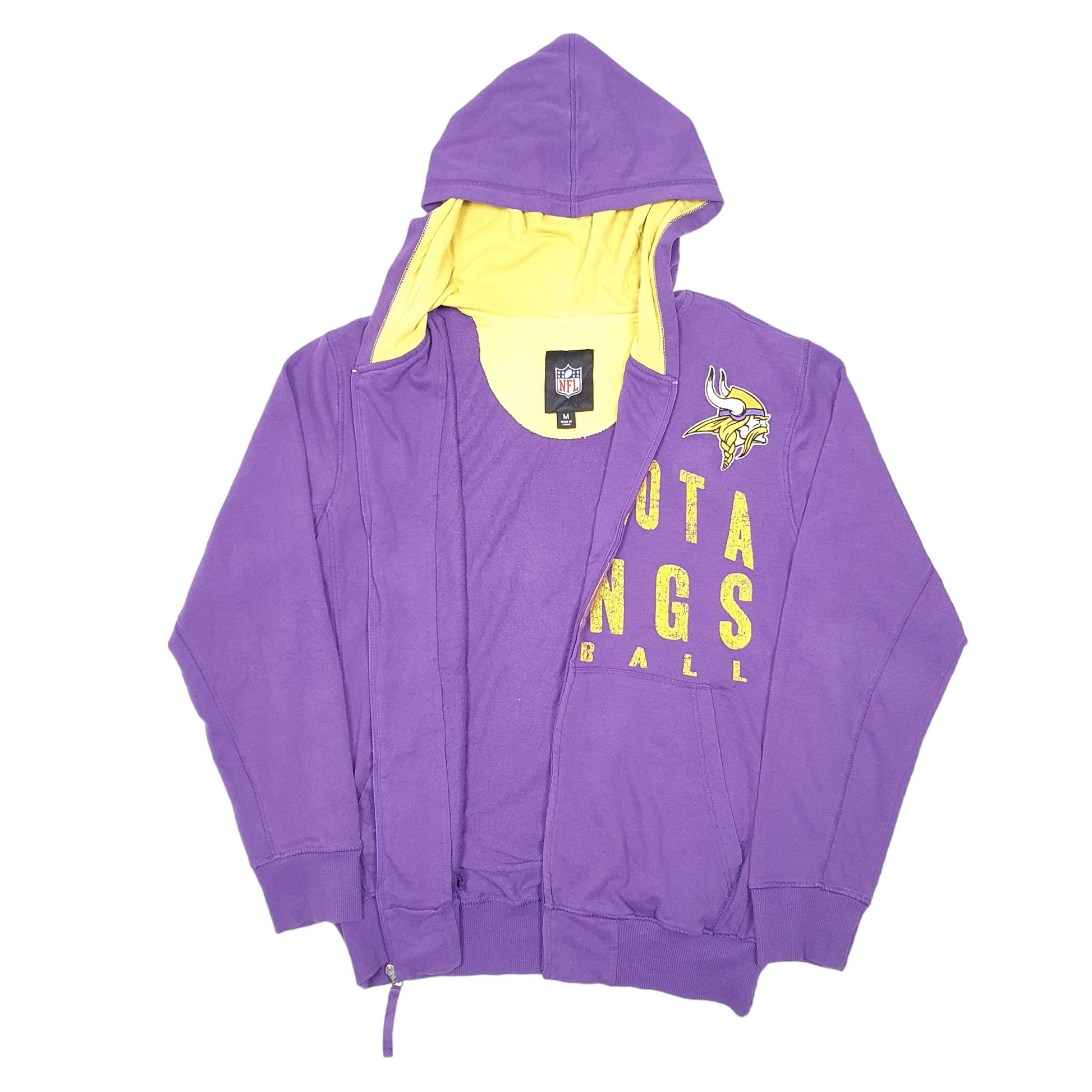 Mens Purple NFL Hoodie Minnesota Vikings American Football Full Zip Jumper