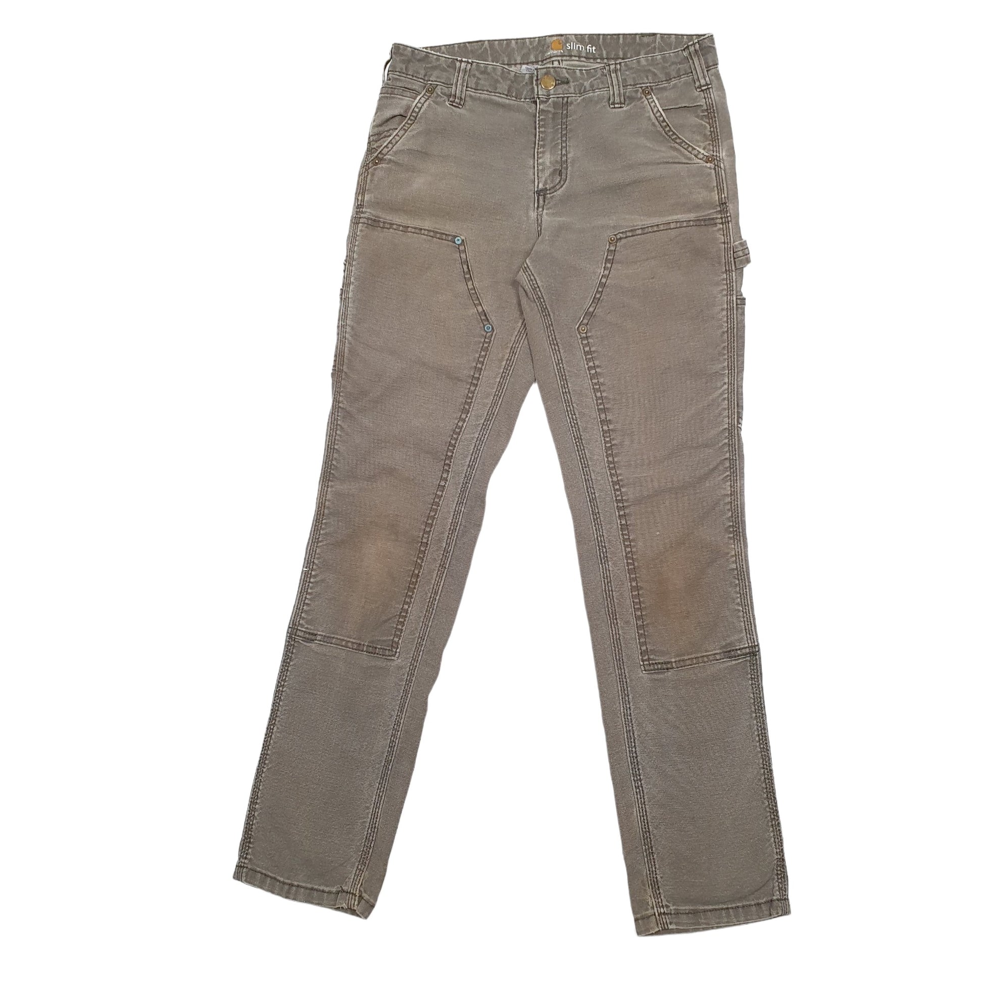 Womens Khaki Carhartt Double Knee Carpenter Trousers