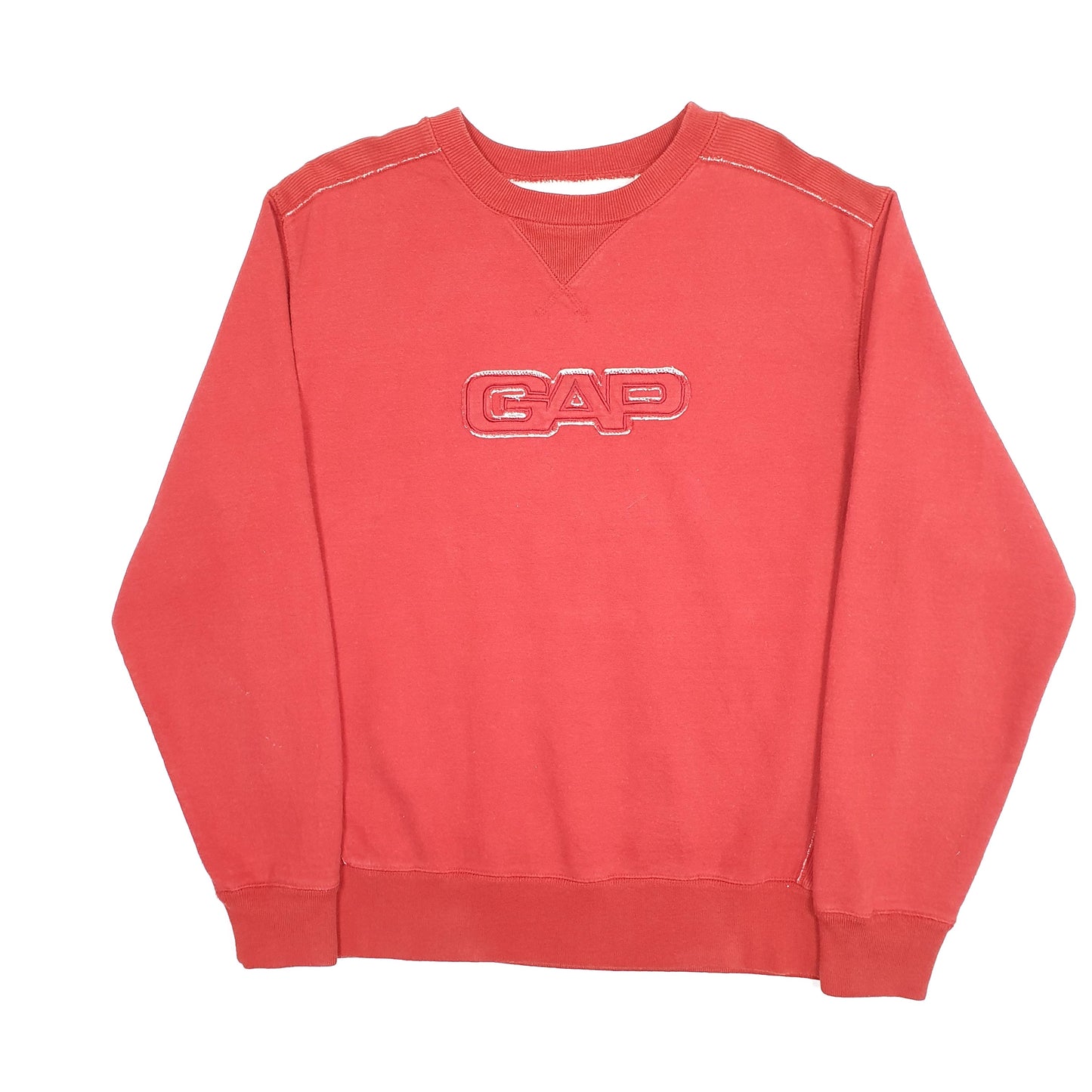 Mens Red GAP Vintage 2000s Y2K Spellout Crewneck Jumper