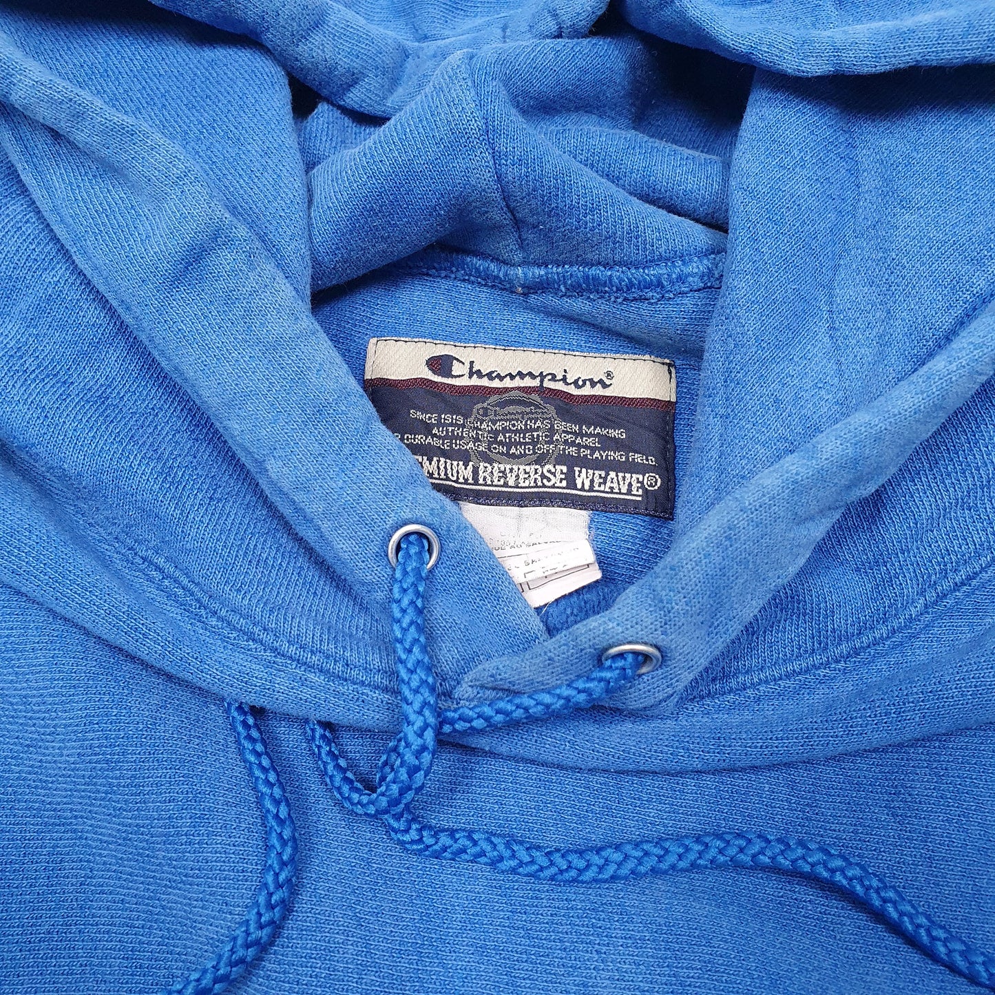 Mens Blue Champion Reverse Weave Y2K Hoodie Jumper