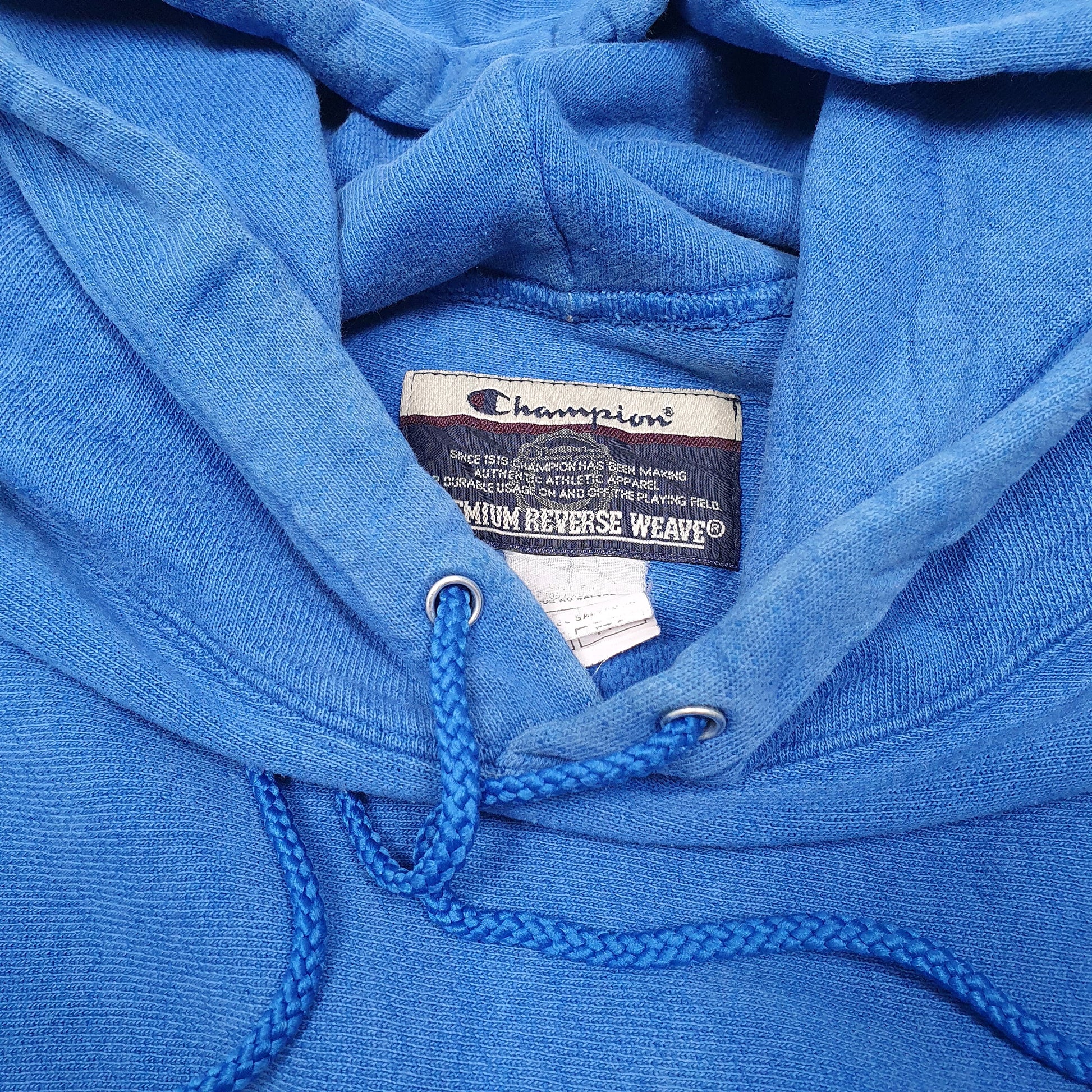 Mens Blue Champion Reverse Weave Y2K Hoodie Jumper