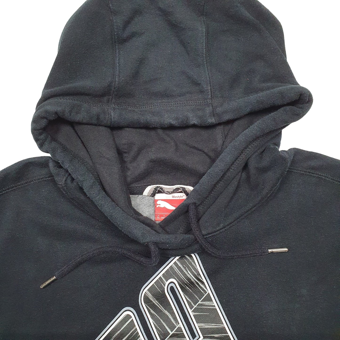Mens Black Puma Spellout Hoodie Jumper
