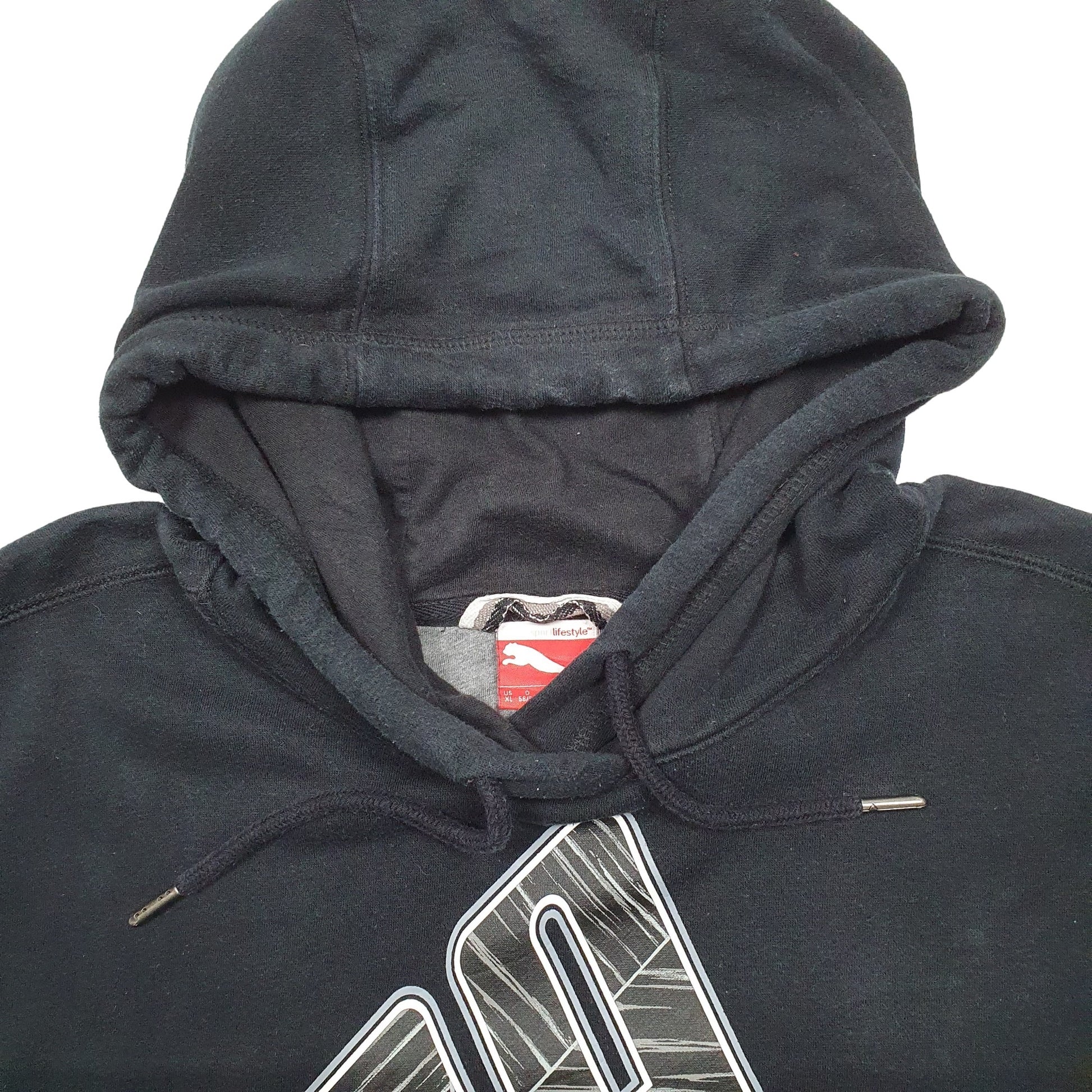 Mens Black Puma Spellout Hoodie Jumper
