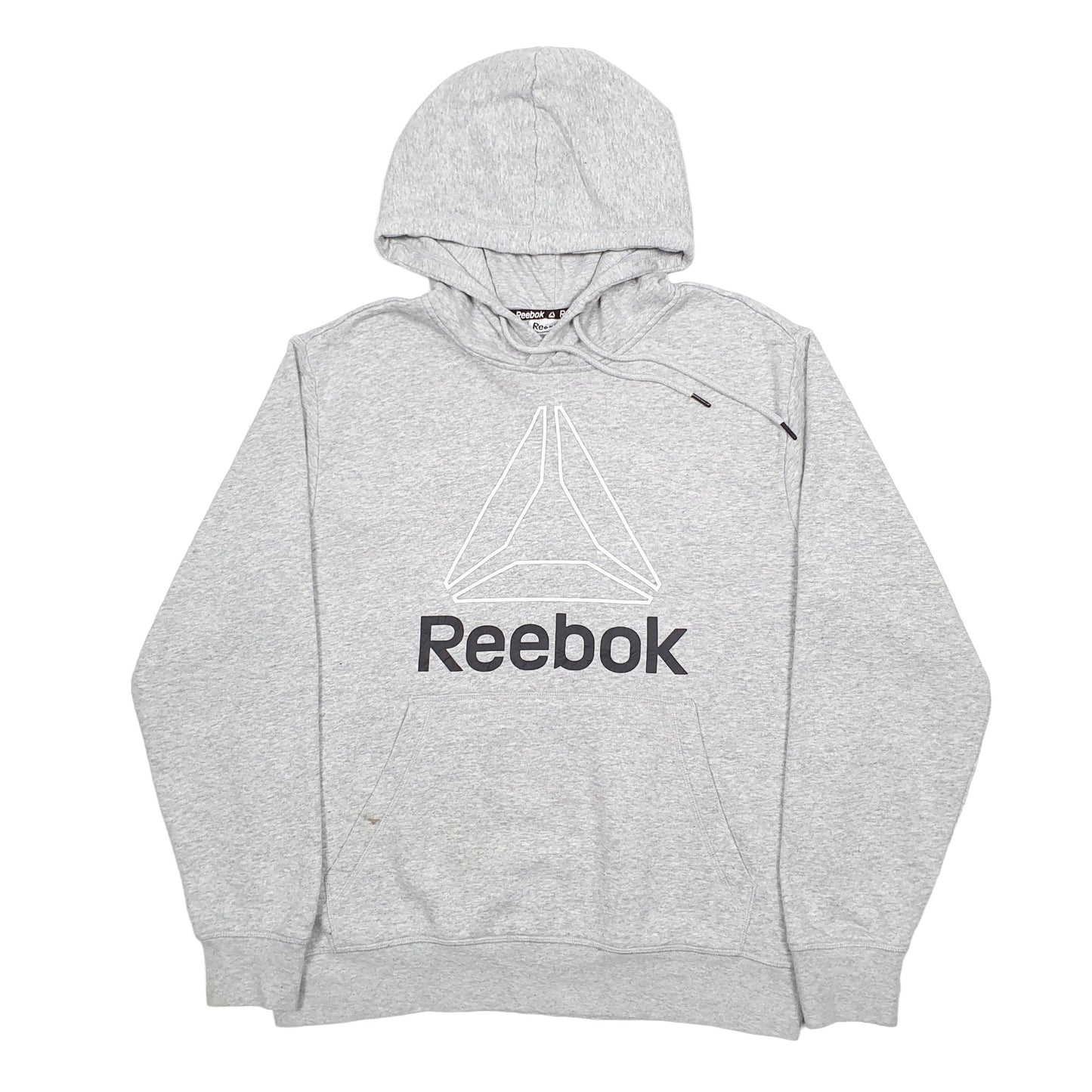 Mens Grey Reebok Spellout Hoodie Jumper