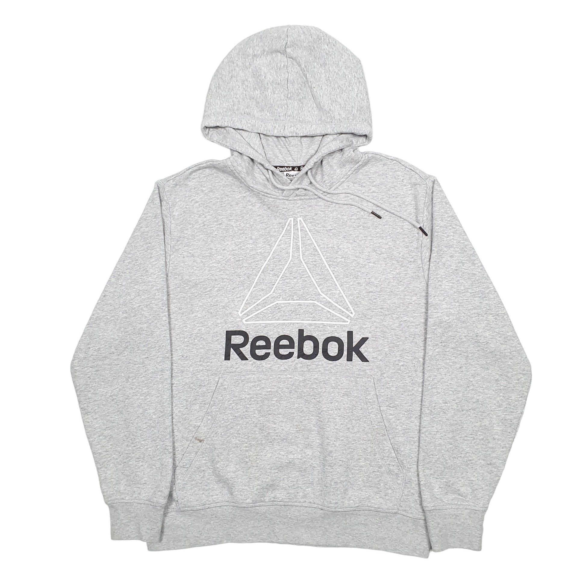 Mens Grey Reebok Spellout Hoodie Jumper
