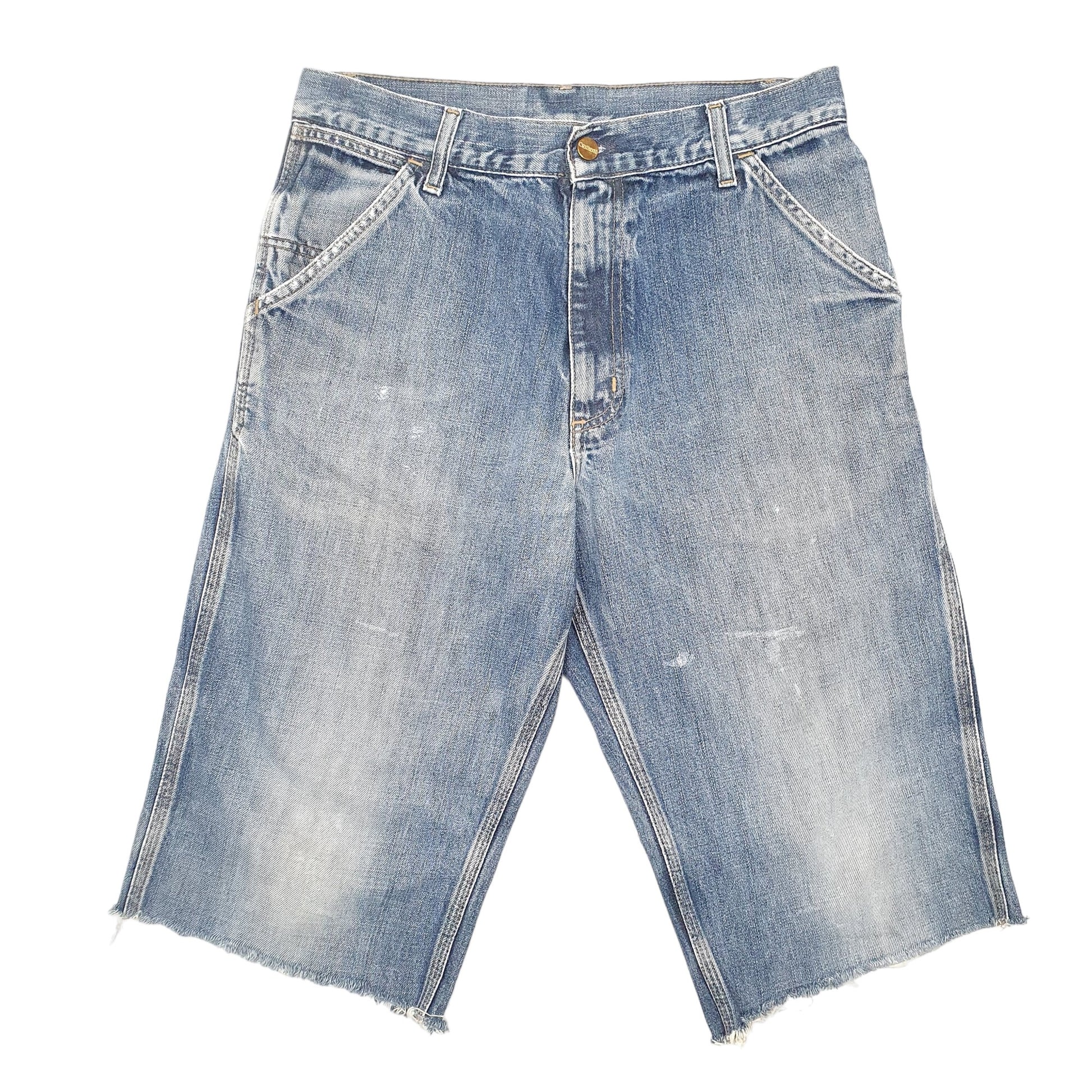 Mens Blue Carhartt Carpenter Cut Offs Denim Shorts
