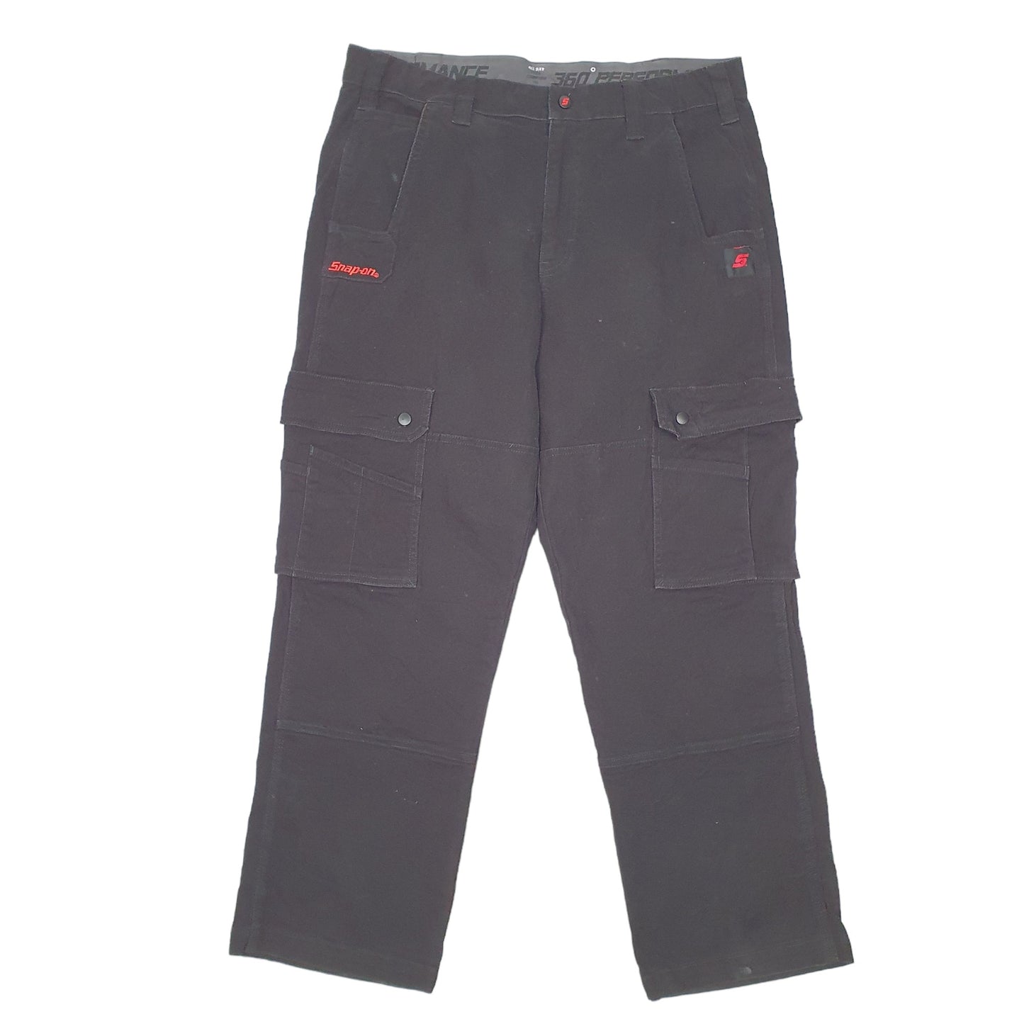 Mens Black Snap On Utility Tools Mechanics Elasticated Cargo Trousers