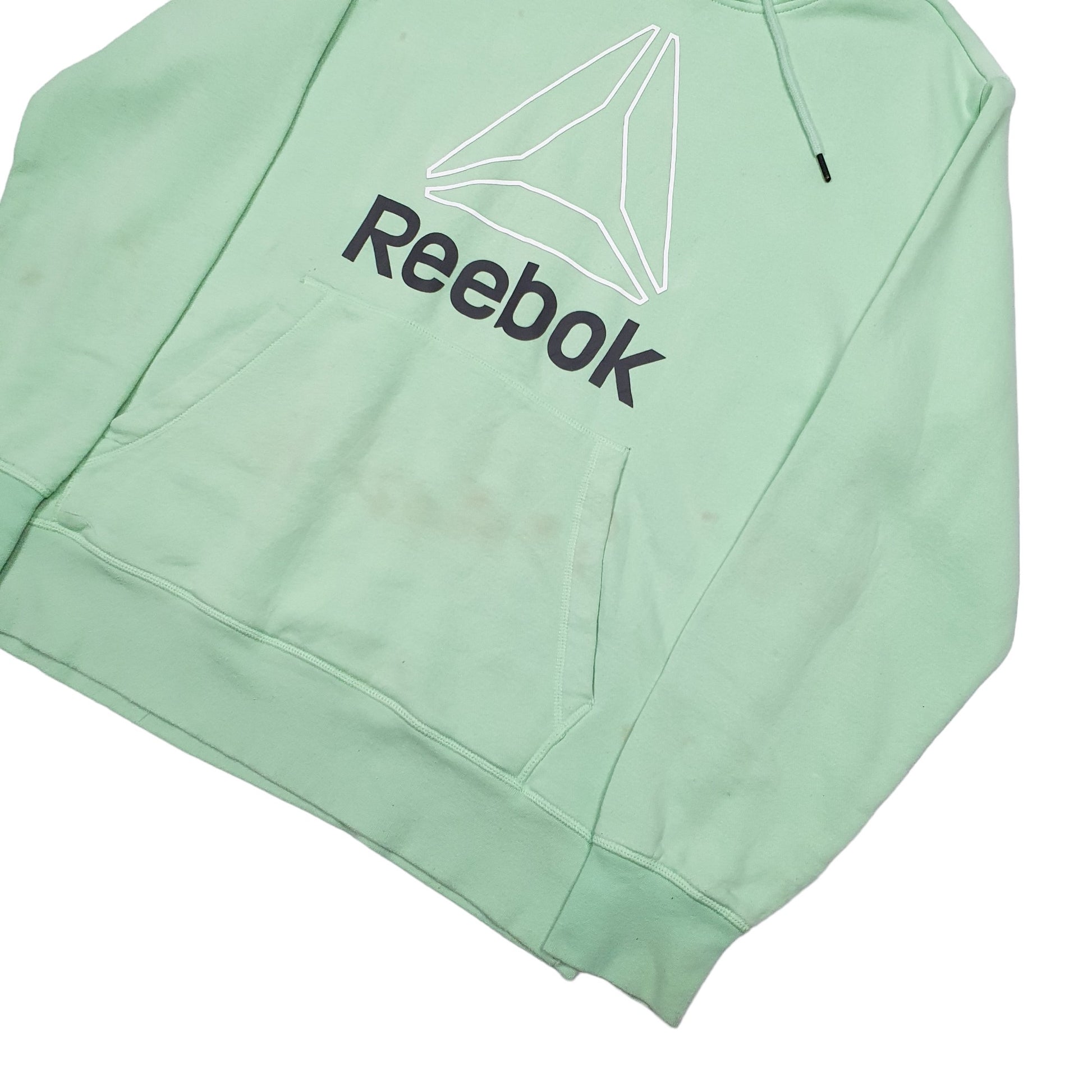 Mens Green Reebok Spellout Hoodie Jumper