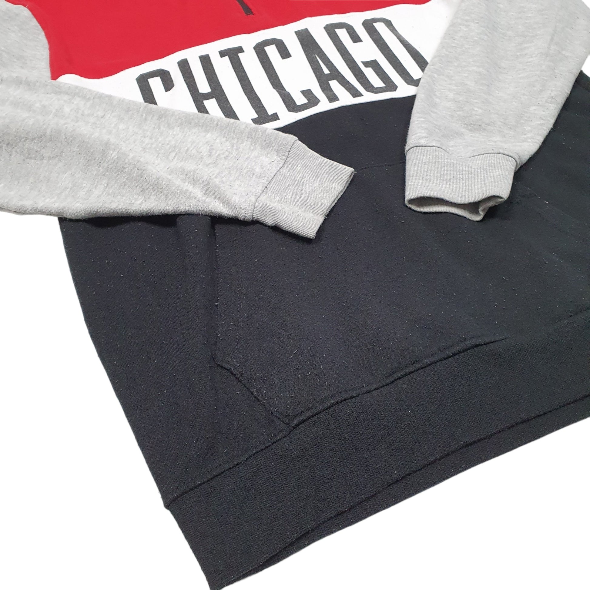 Mens Black NBA Chicago Bulls Basketball Quarter Zip Hoodie Jumper