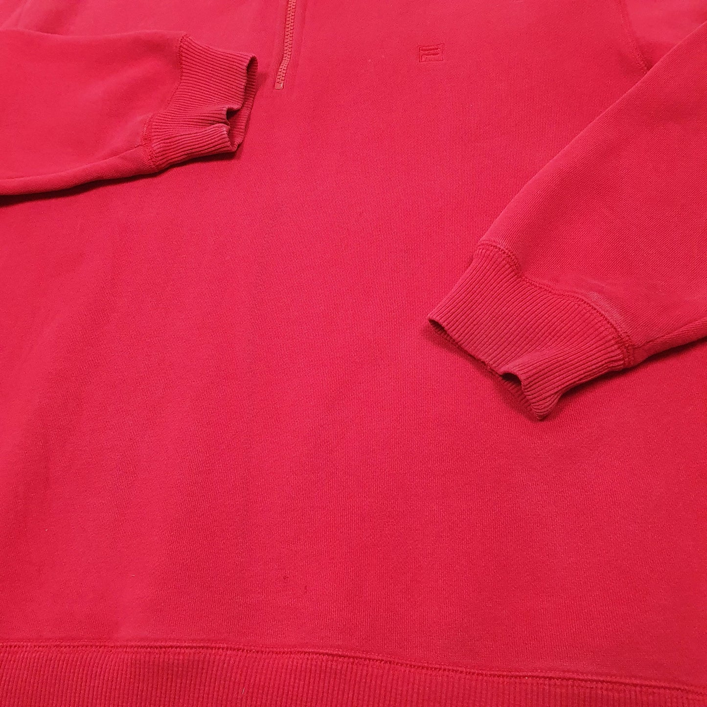 Mens Red Fila Sweatshirt Quarter Zip Jumper