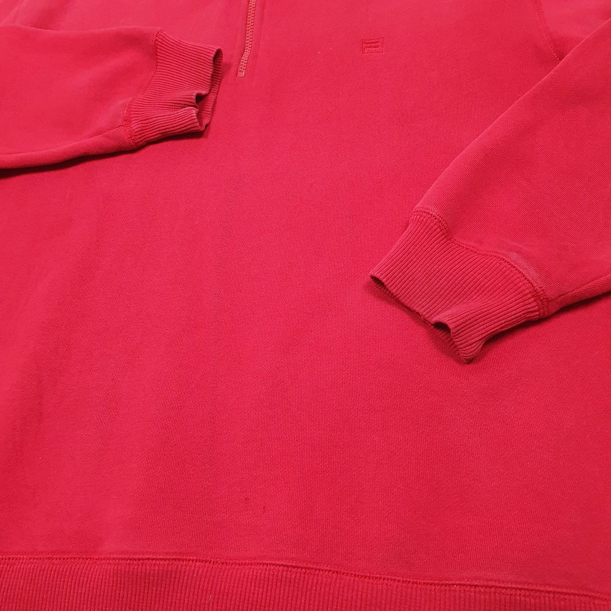 Mens Red Fila Sweatshirt Quarter Zip Jumper