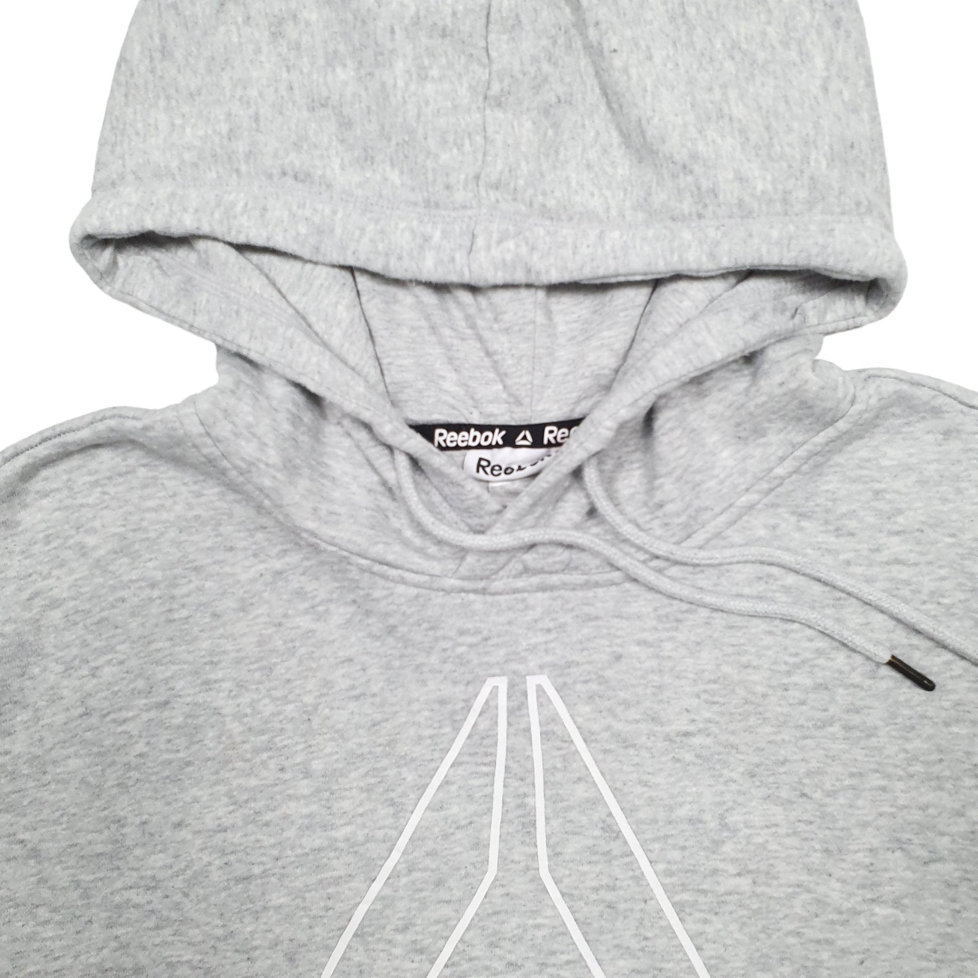 Mens Grey Reebok Spellout Hoodie Jumper