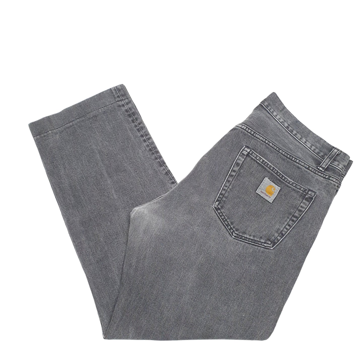 Mens Grey Carhartt Tapered WIP Pontiac Pant Casual JeansW36 L30