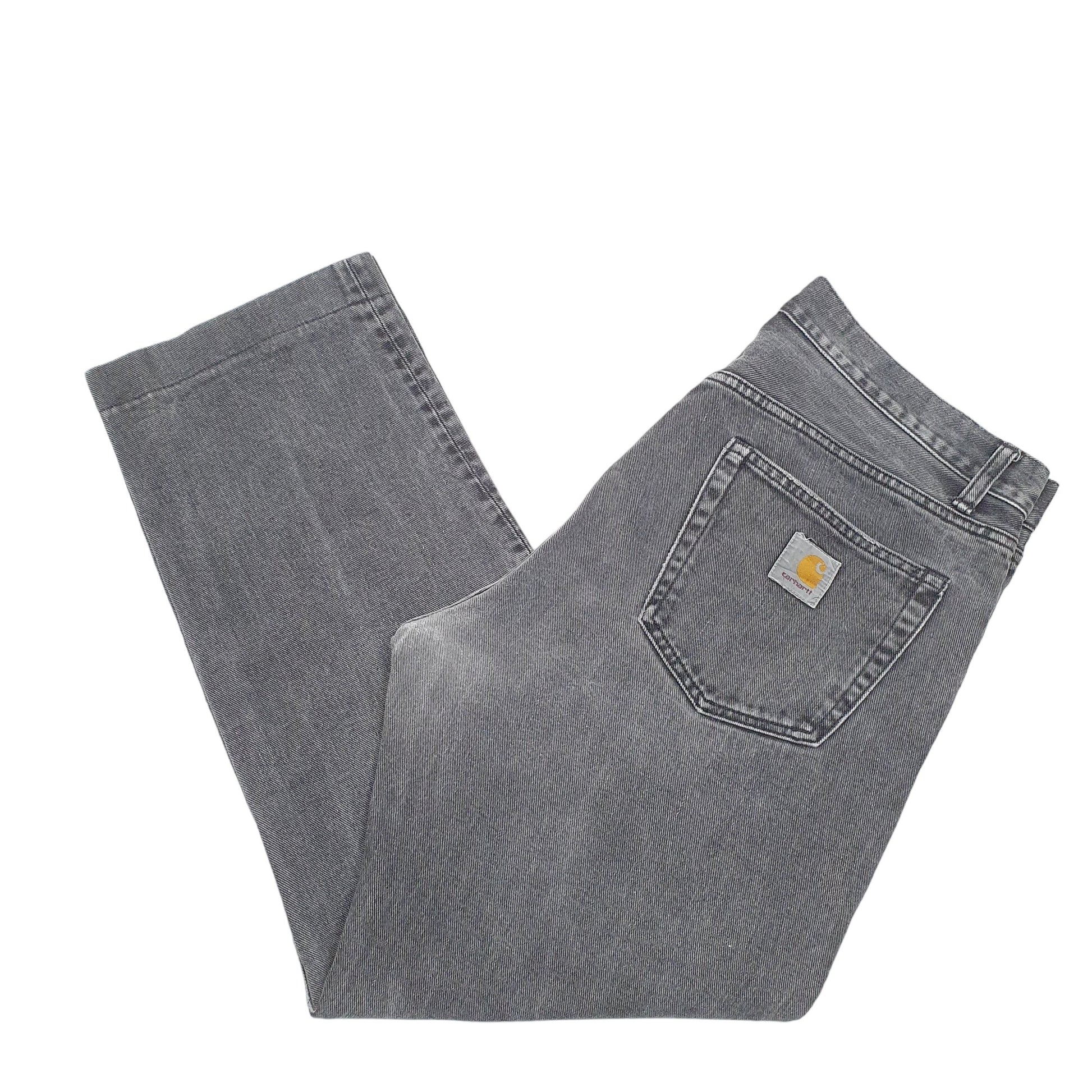 Mens Grey Carhartt Tapered WIP Pontiac Pant Casual JeansW36 L30