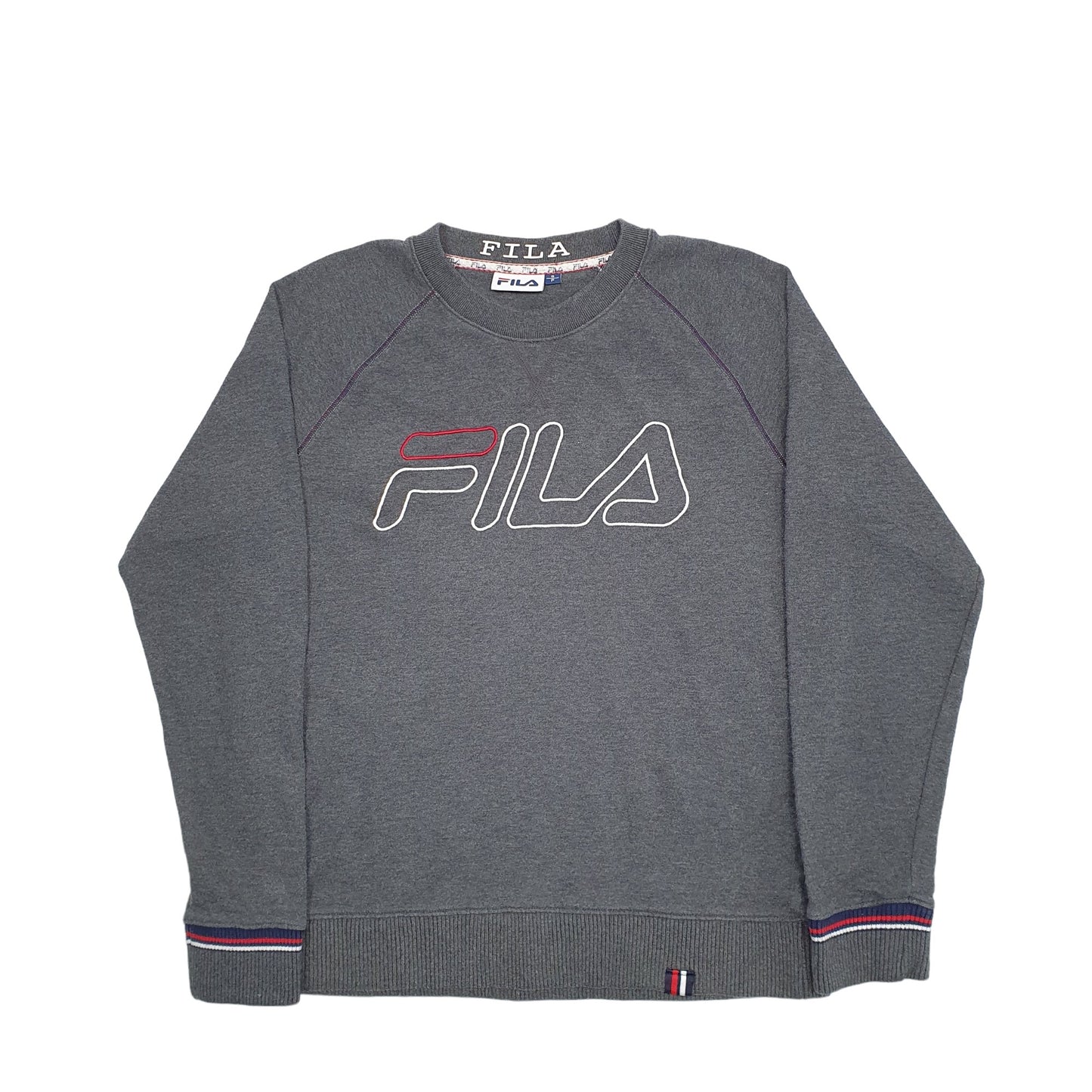 Mens Grey Fila Spellout Crewneck Jumper