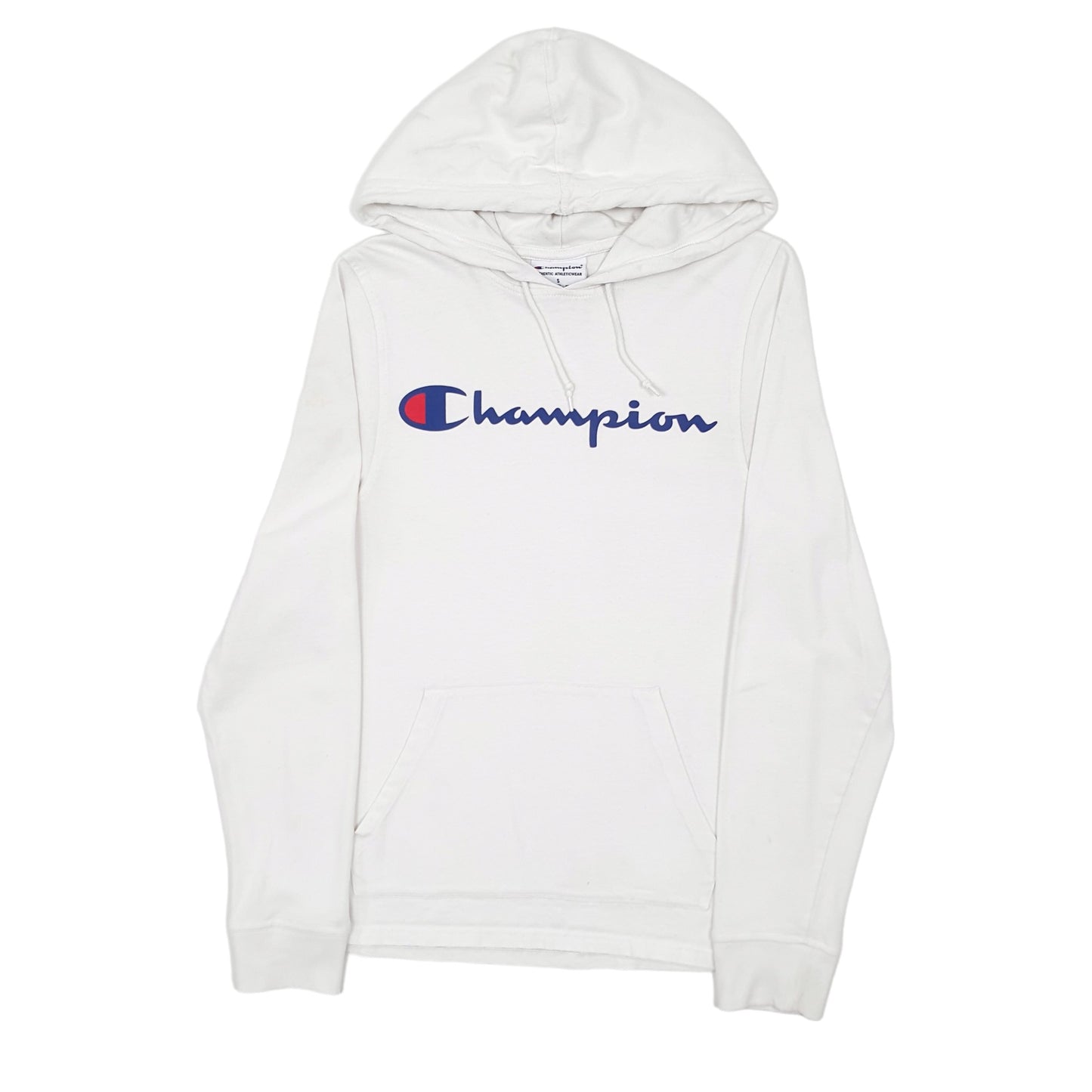 Mens White Champion Spellout Lightweight Hoodie Jumper