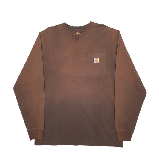 Mens Brown Carhartt  Long Sleeve T Shirt
