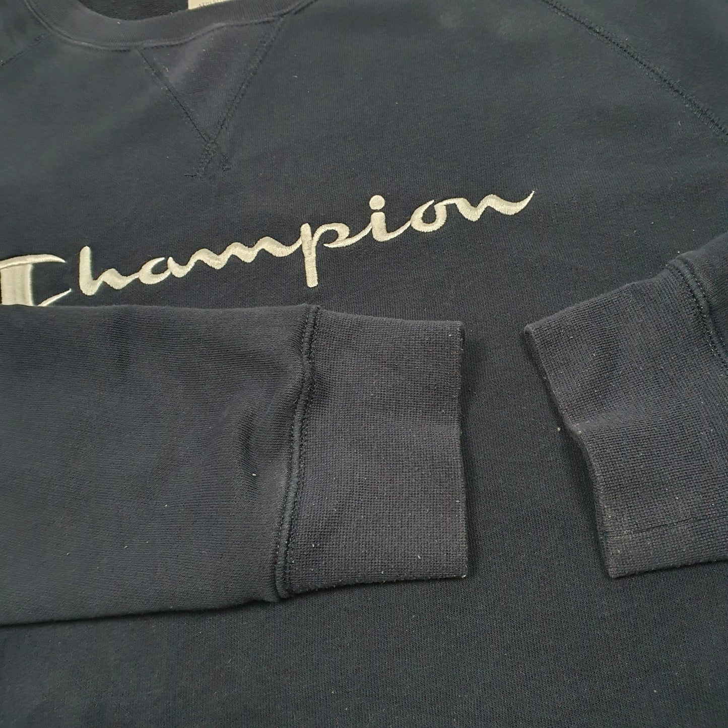 Mens Navy Champion Script Crewneck Jumper