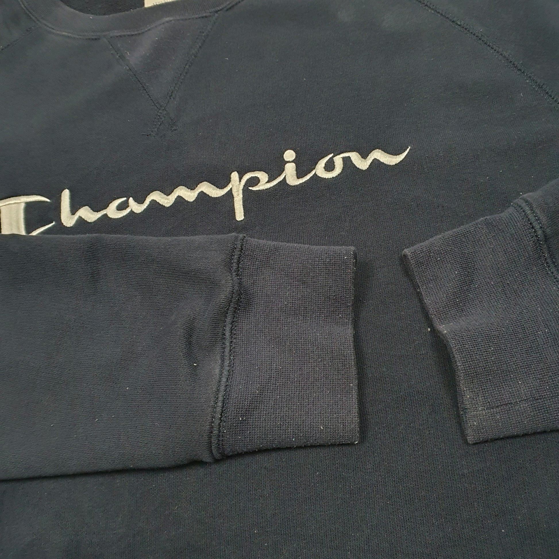 Mens Navy Champion Script Crewneck Jumper