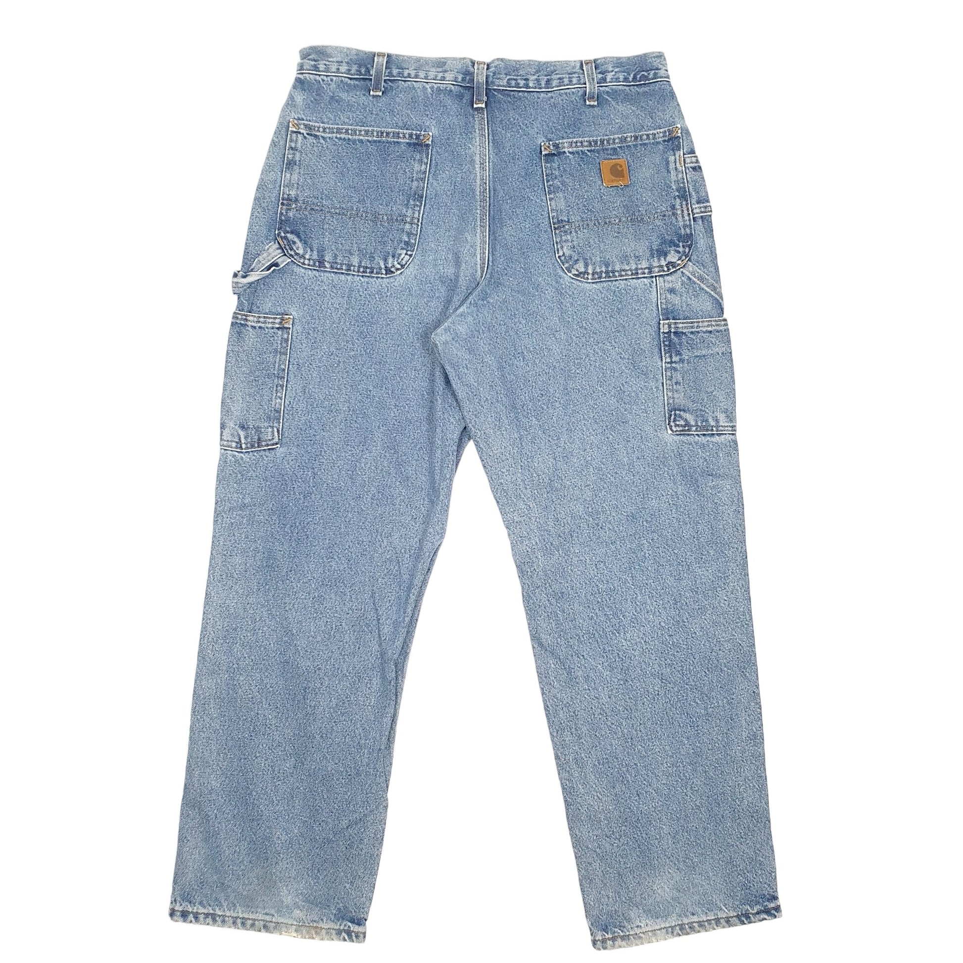 Mens Blue Carhartt Carpenter Dungaree Fit Cotton Lined B236 JeansW36 L30