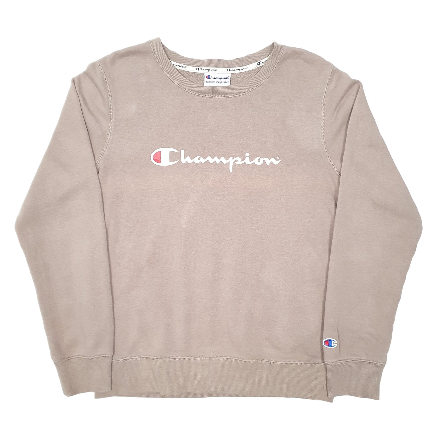 Mens Beige Champion Script Crewneck Jumper