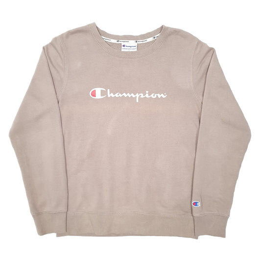 Mens Beige Champion Script Crewneck Jumper