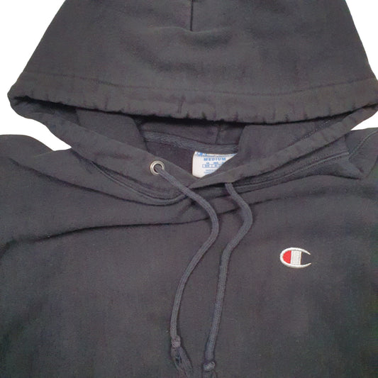 Mens Black Champion Reverse Weave Hoodie Jumper